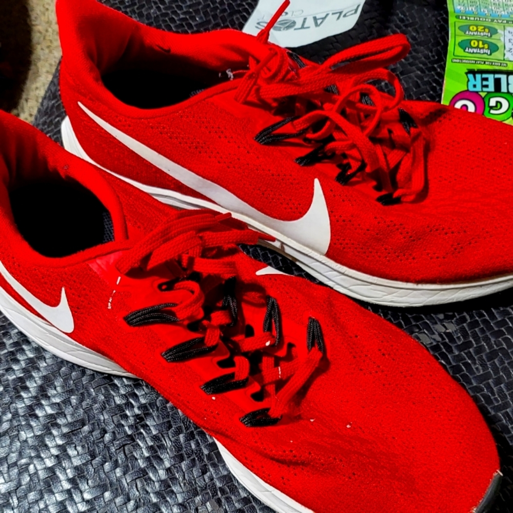 Red Nike running shoes